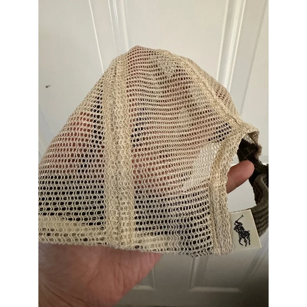 Polo Ralph Lauren USA Flag Trucker Hat Olive Corduroy Cream Mesh Cap Strapback